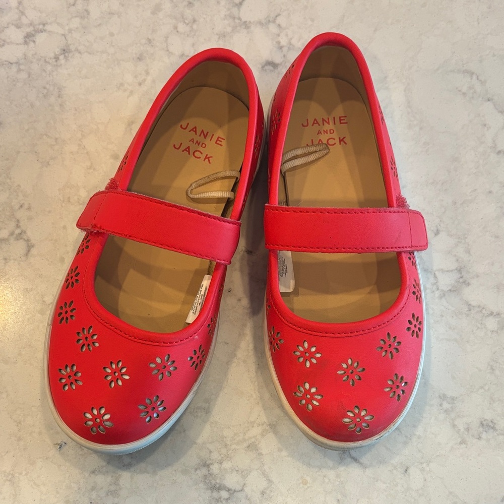 Janie and Jack Red Floral Cutout Dress Shoes